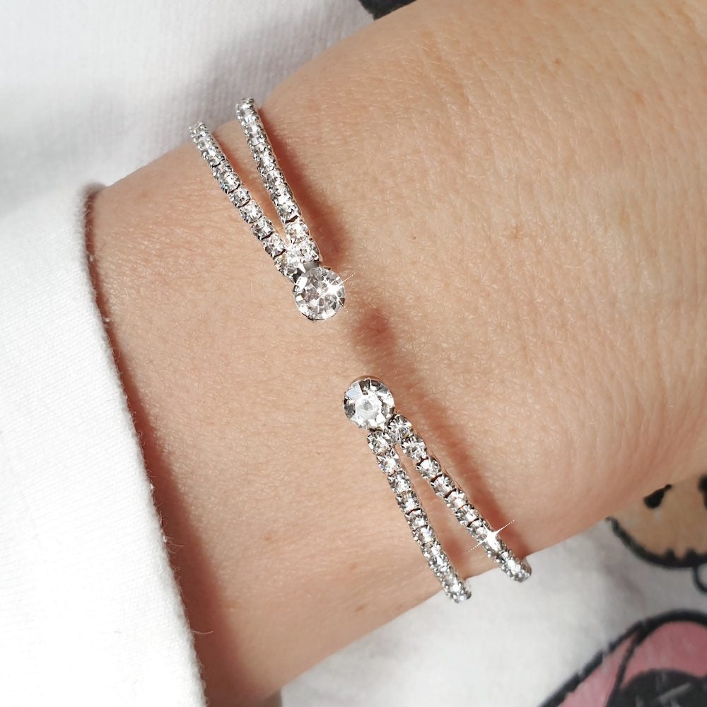 Cross Silver Crystal Flexible Tennis Bracelet
