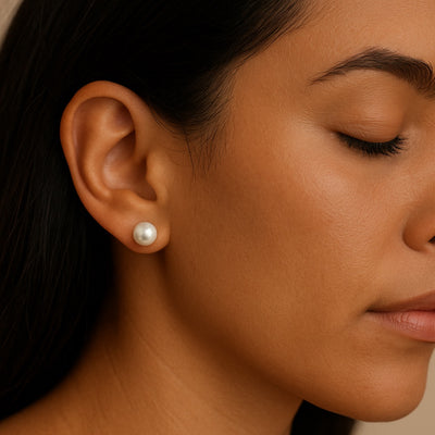 925 Sterling Silver Natural Freshwater Pearl Stud Earrings