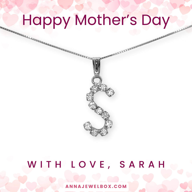 Personalised Silver Initial Letter Necklace Mother's Day Gift