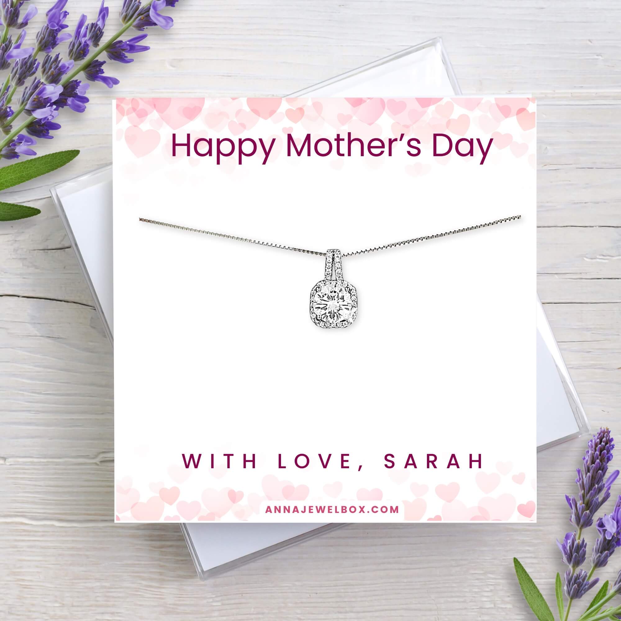 Personalised Mother's Day Diamante Necklace Gift