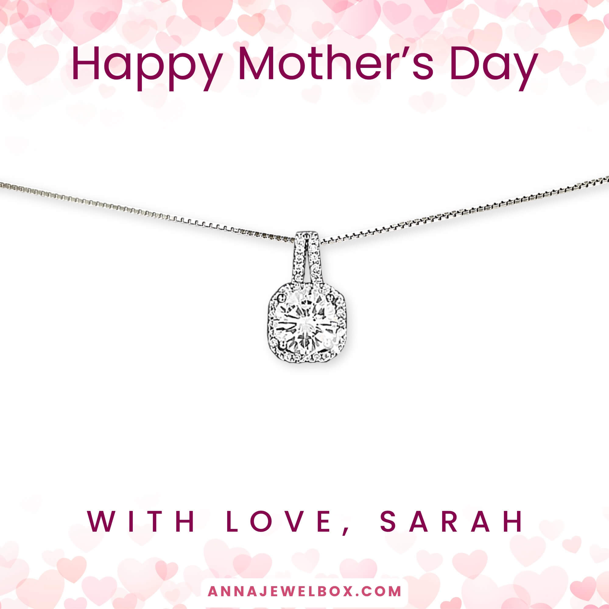 Personalised Mother's Day Diamante Necklace Gift