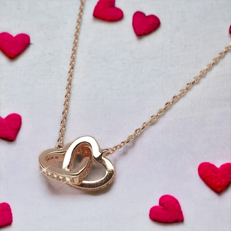 Romantic Gold Vermeil Crystal Heart Chain Necklace Personalised Gift