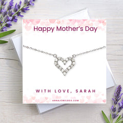 Personalised Mother's Day Crystal Heart Necklace Gift