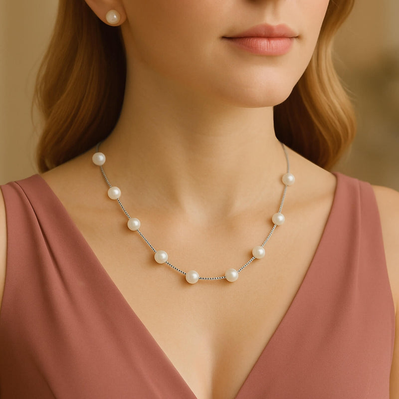 Elegant Pearl Necklace and Earrings Set – Perfect Wedding or Anniversary Gift