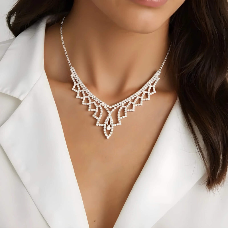 Sparkling Crystal Silver Wedding Bridal Jewellery Set