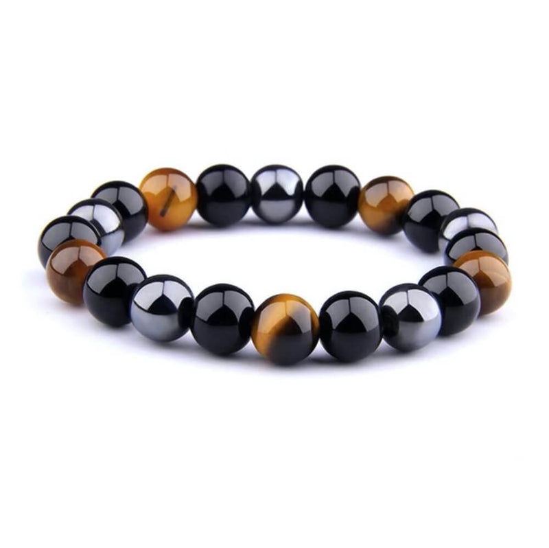 Triple Protection Hematite Obsidian Tiger's Eye Bracelet - AnnaJewelBox