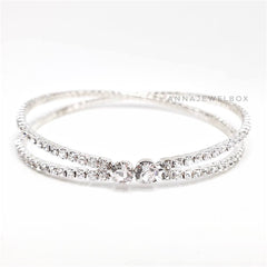 Cross Silver Crystal Flexible Tennis Bracelet - AnnaJewelBox