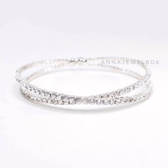 Cross Silver Crystal Flexible Tennis Bracelet - AnnaJewelBox