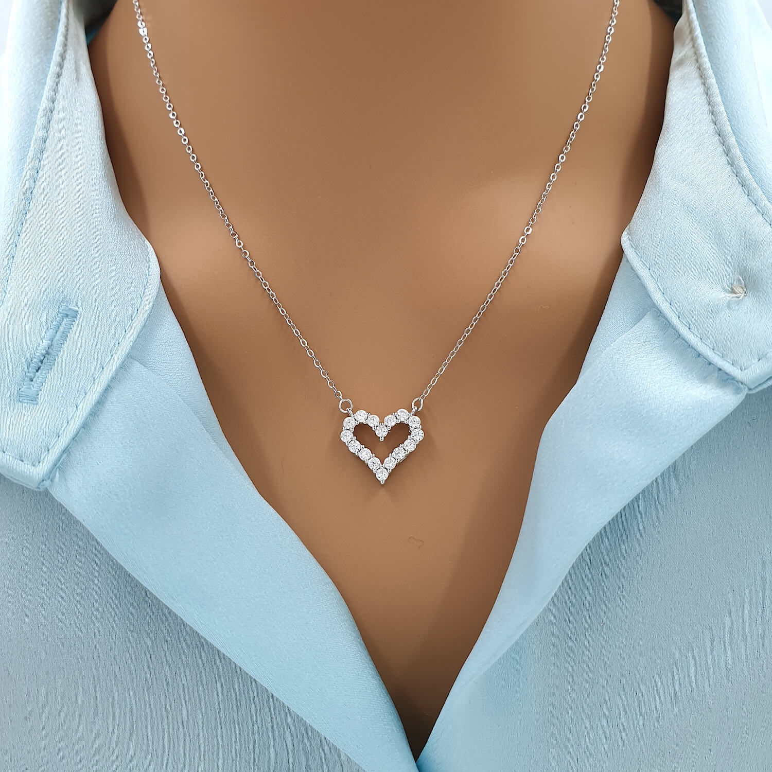 925 Sterling Silver Personalised Birthday Gift Crystal Heart Necklace - Birthday Day Card Gift