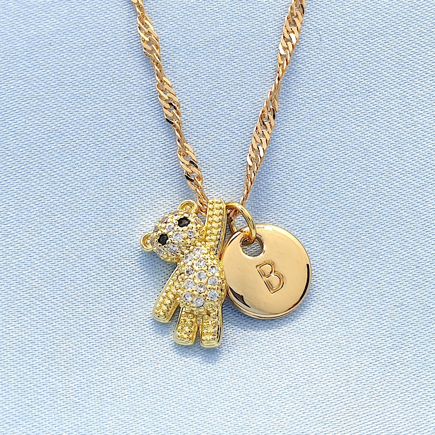 Personalised Birthday Gift Initial Name Teddy Bear Necklace Gift for Her