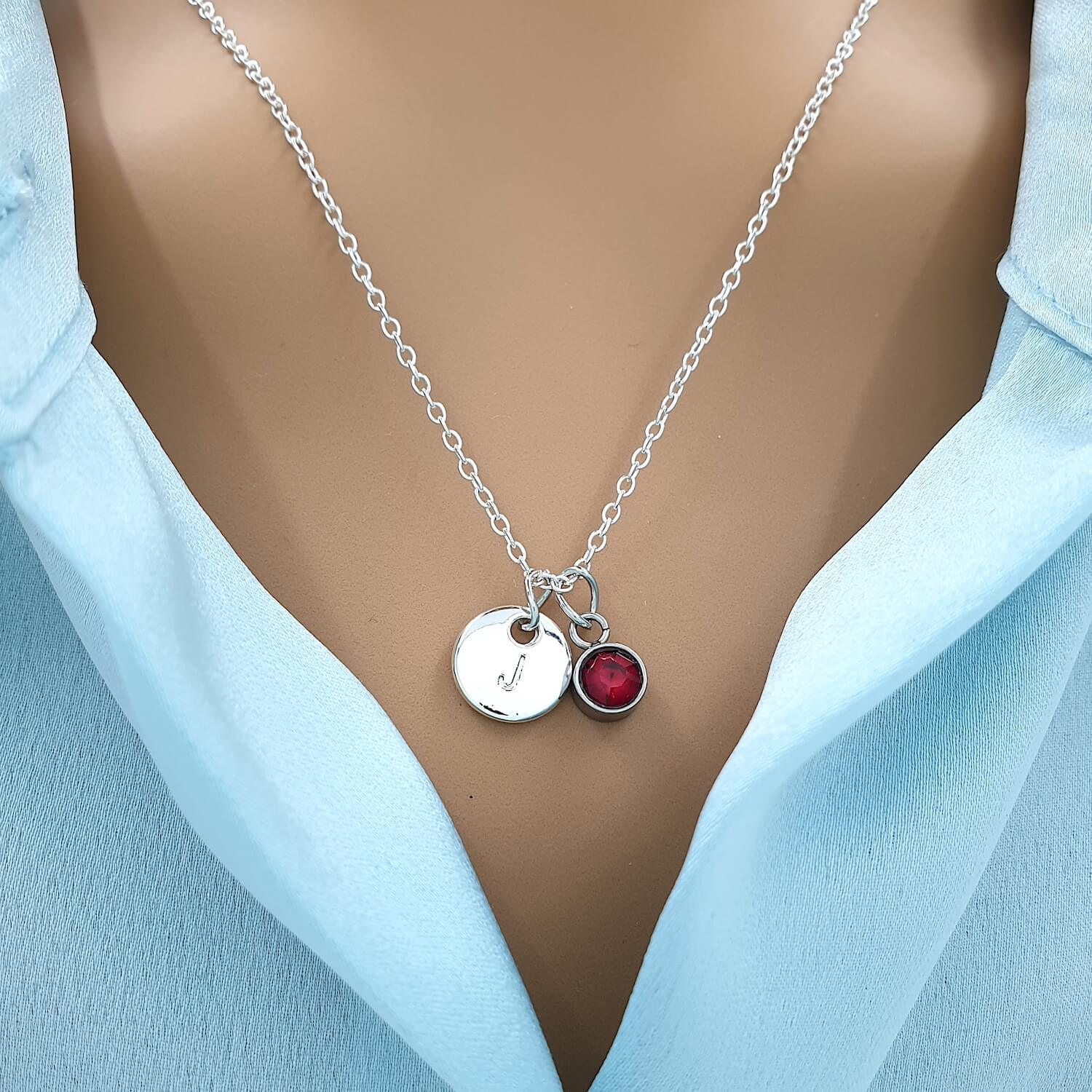 Mother's Day Gift Initial Birthstone Personalised Necklace