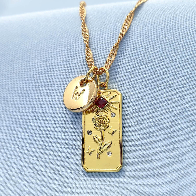 Personalised Birthday Gift Initial Name Rose Necklace