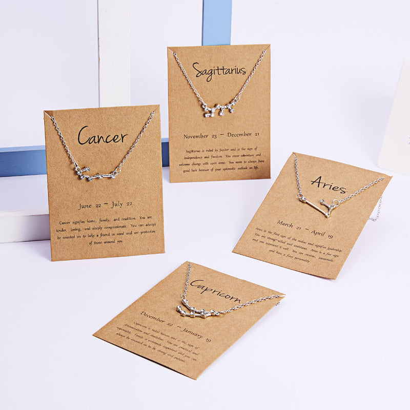 Zodiac Constellation Crystal Pendant Necklace - AnnaJewelBox