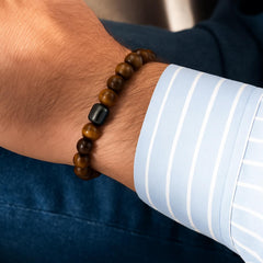 Strength Hematite and Tiger Eye Stretch Bracelet
