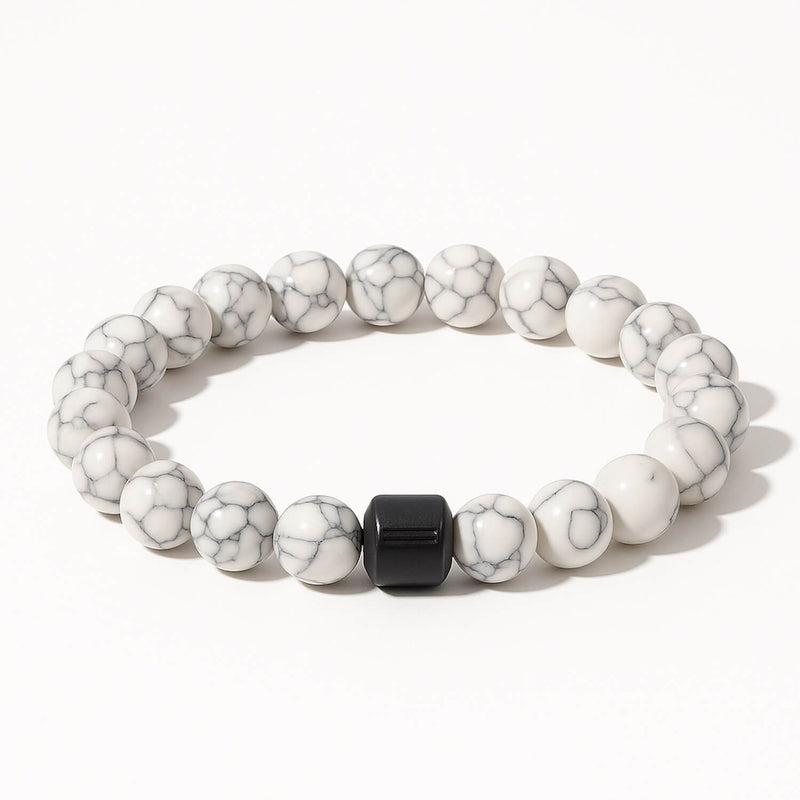 Confidence Hematite and White Howlite Stretch Bracelet