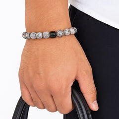 Calm Hematite and Grey Howlite Stretch Bracelet for Men