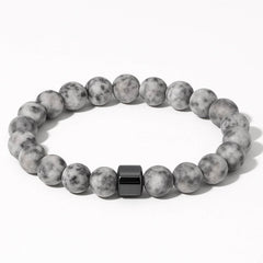 Calm Hematite and Grey Howlite Stretch Bracelet for Men