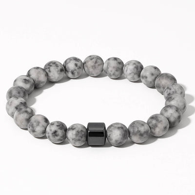 Calm Hematite and Grey Howlite Stretch Bracelet for Men
