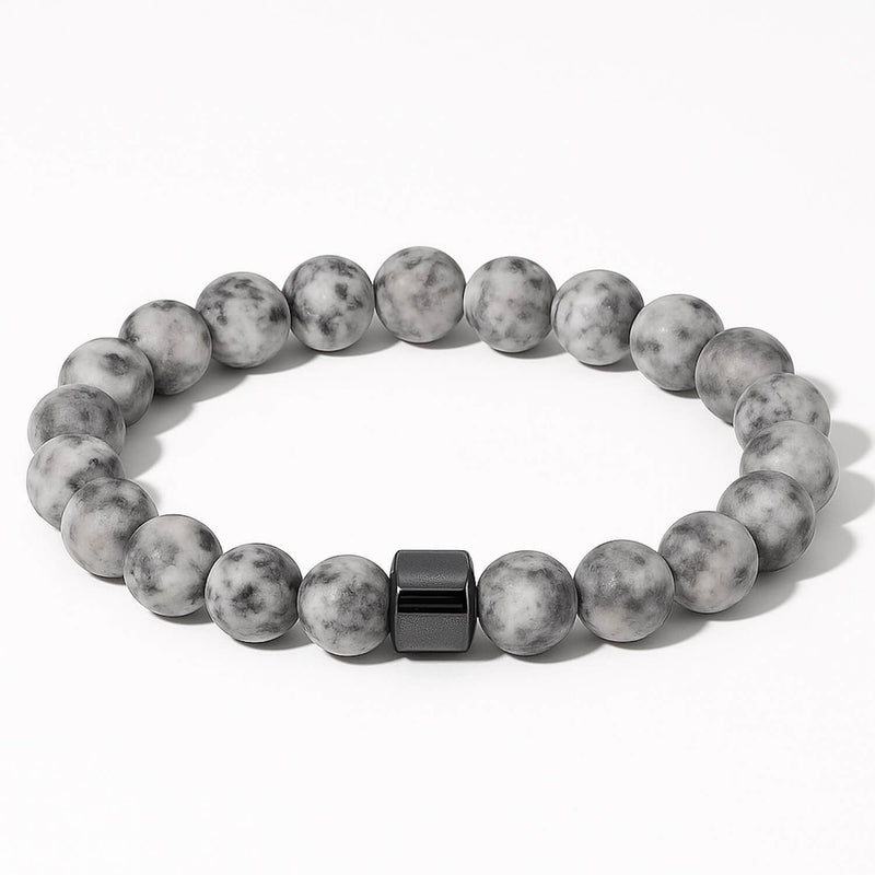 Calm Hematite and Grey Howlite Stretch Bracelet for Men
