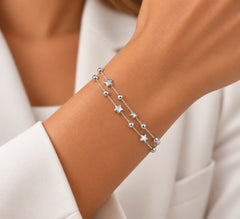 Starlight Personalised 925 Silver Star Necklace Bracelet Set
