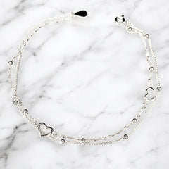 Personalised Sterling Silver Hearts Bracelet – Valentine's Day Gift for Her