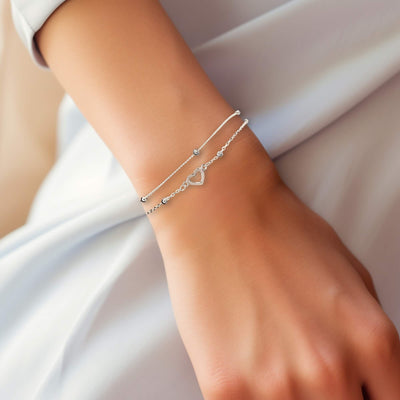 Personalised Heart Charm Sterling Silver Bracelet - Custom Card
