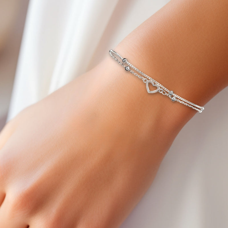 Personalised Valentine's Day Silver Heart Bracelet Gift