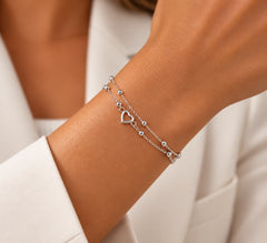 Personalised Heart Charm Sterling Silver Bracelet | Custom Beaded Jewellery for Birthdays, Bridesmaids & Special Occasions