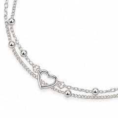 Personalised Heart Charm Sterling Silver Bracelet | Custom Beaded Jewellery for Birthdays, Bridesmaids & Special Occasions