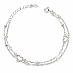 Personalised Heart Charm Sterling Silver Bracelet | Custom Beaded Jewellery for Birthdays, Bridesmaids & Special Occasions