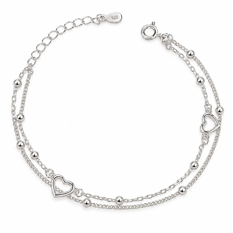 Personalised Heart Charm Sterling Silver Bracelet | Custom Beaded Jewellery for Birthdays, Bridesmaids & Special Occasions