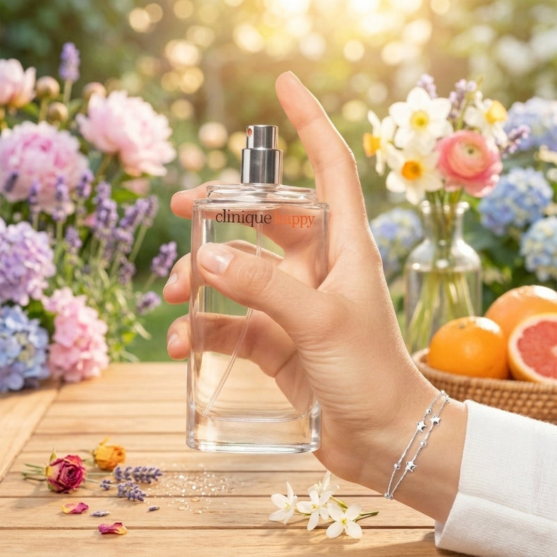 Happiness Gift Set - Clinique Happy Perfume & 925 Silver Star Bracelet