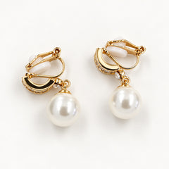 Clip On Gold Silver Pearl Earrings for Unpierced Ears