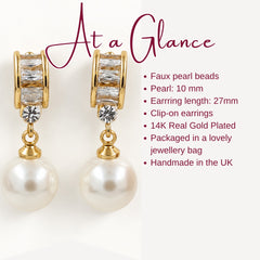 Clip On Gold Silver Pearl Earrings for Unpierced Ears