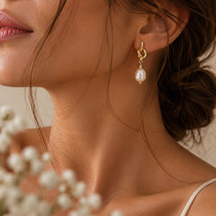 Gold Baroque Pearl Drop Earrings
