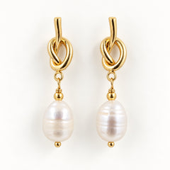 Gold Baroque Pearl Drop Earrings