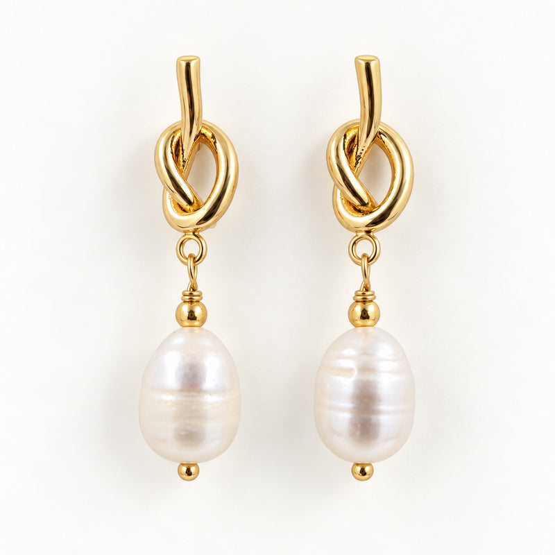Gold Baroque Pearl Drop Earrings