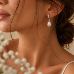 Silver Baroque Freshwater Pearl Drop Hook Earrings
