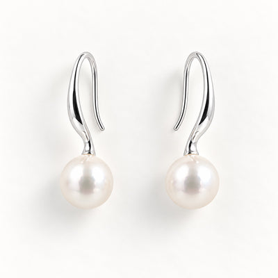 Elegant Silver Baroque Freshwater Pearl Drop Hook Earrings