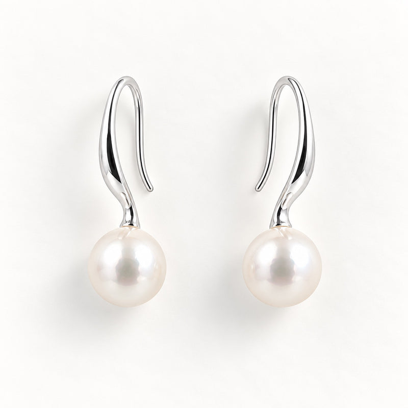 Elegant Silver Baroque Freshwater Pearl Drop Hook Earrings