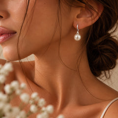 Elegant Silver Baroque Freshwater Pearl Drop Hook Earrings