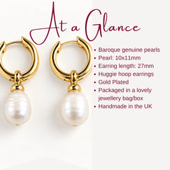 Huggie Hoop Baroque Freshwater Pearl Earrings