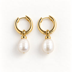 Huggie Hoop Baroque Freshwater Pearl Earrings