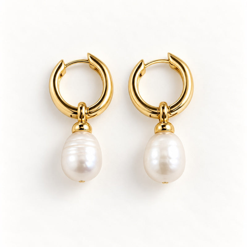 Huggie Hoop Baroque Freshwater Pearl Earrings