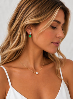 Classic Diamante Crystal Stud Earrings - Red, Purple & Green Sparkly Earrings