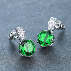 Classic Diamante Crystal Stud Earrings - Red, Purple & Green Sparkly Earrings