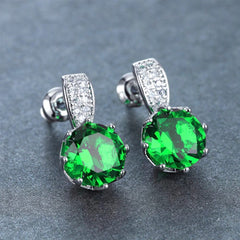 Classic Diamante Crystal Stud Earrings - Red, Purple & Green Sparkly Earrings