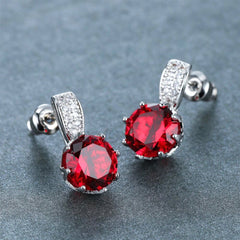 Classic Diamante Crystal Stud Earrings - Red, Purple & Green Sparkly Earrings