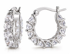 Sparkling Crystal Pavé Hoop Earrings – 20mm Silver & Gold Plated Diamante Earrings with Gift Bag