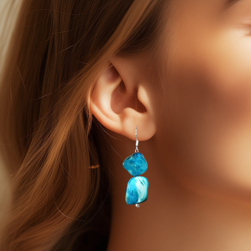 Rainbow Mother Of Pearl Drop Earrings